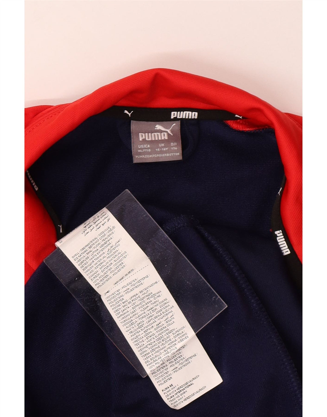 PUMA Boys Tracksuit Top Jacket 15-16 Years XL Navy Blue Colourblock Vintage Puma and Second-Hand Puma from Messina Hembry 