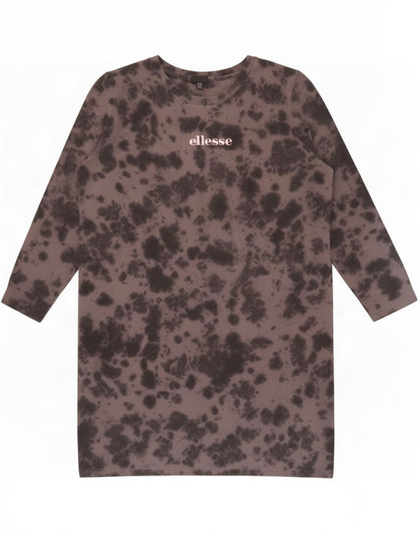 Ellesse langærmet grafisk T-shirtkjole til kvinder UK 18 XL Grå Tie Dye