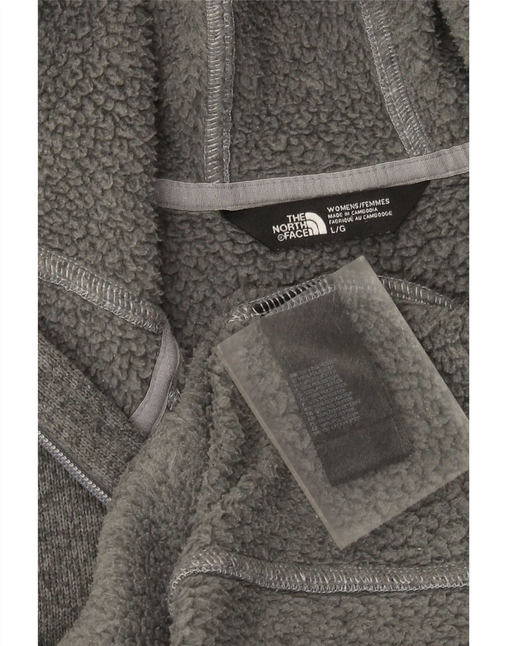 The North Face Dame Hooded Utility Jacket UK 14 Large Grey Flecked