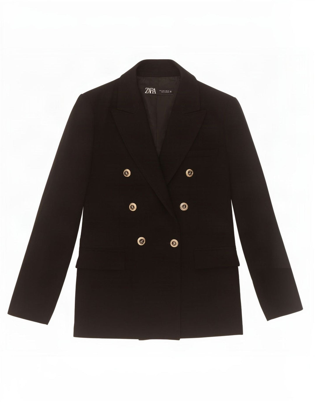 Zara Dame Dobbeltradet Blazer Jacket UK 14 Large Black