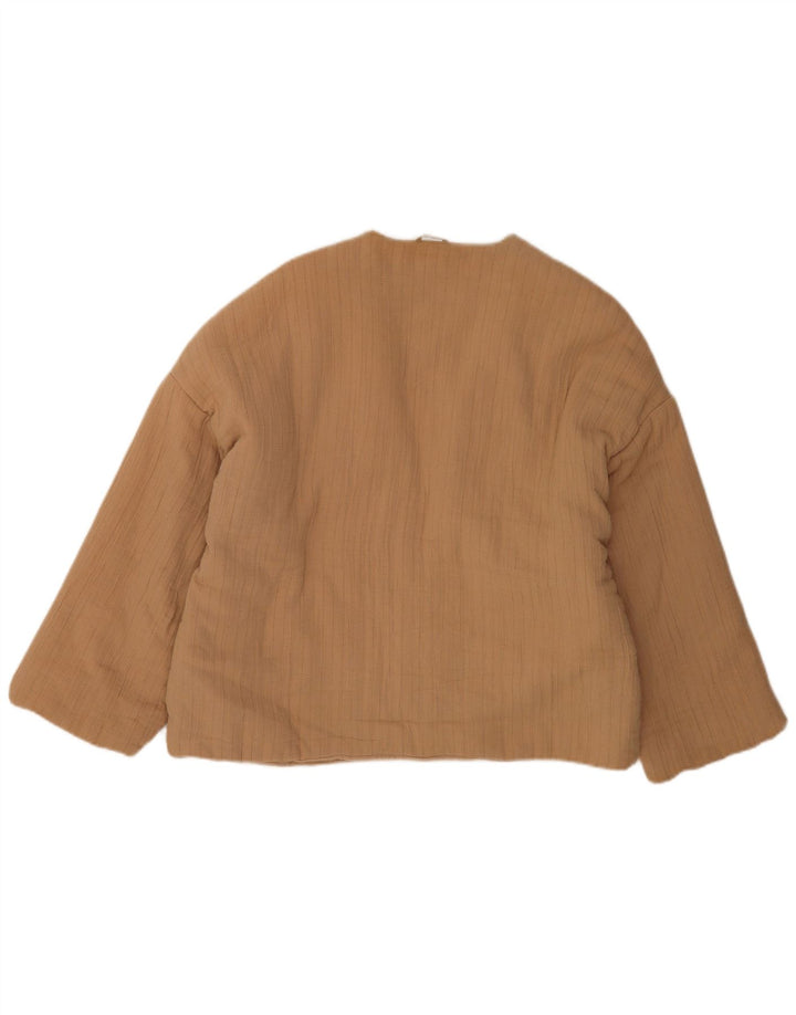 Zara Womens Oversized Open Bomber Jacket UK 16 Large Brown Bomuld