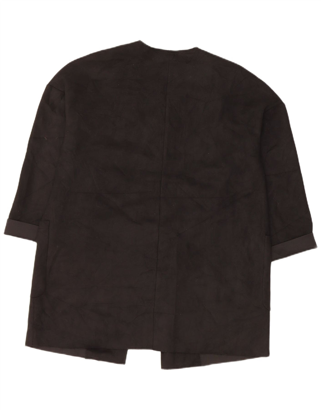 Zara Womens Oversized 3/4-ærmet åben blazerjakke UK 6 XS Sort Polyester