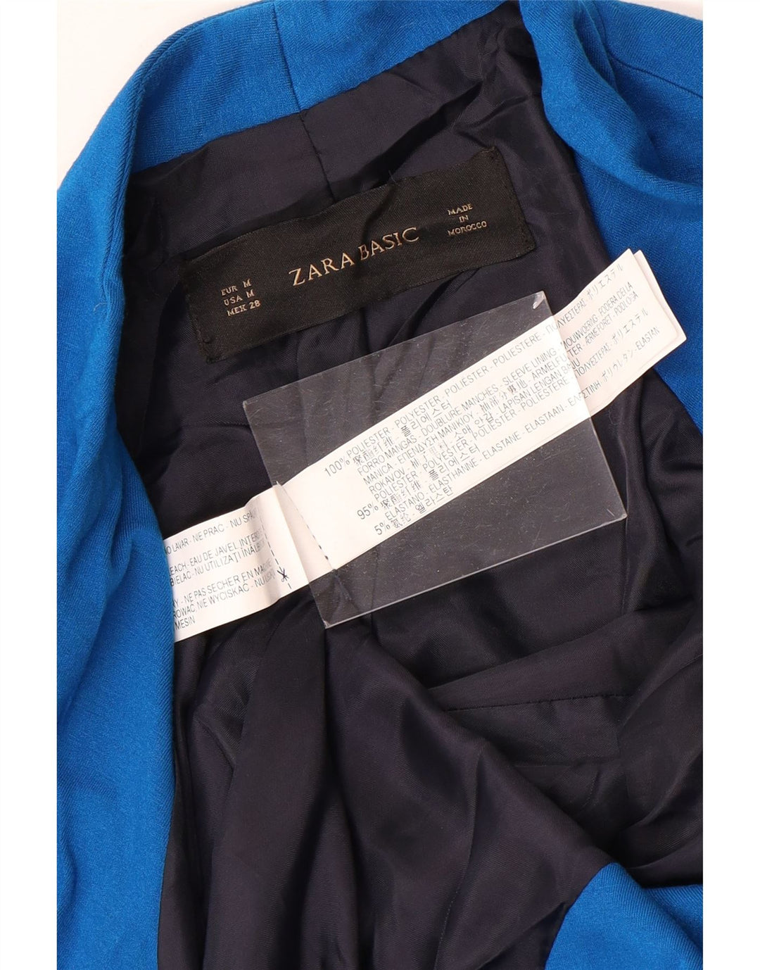 Zara Womens Open Blazer Jacket UK 12 Medium Blue Polyester