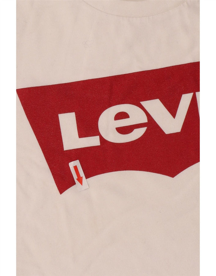 Levi's Dame Grafisk T-Shirt Top UK 12 Medium White