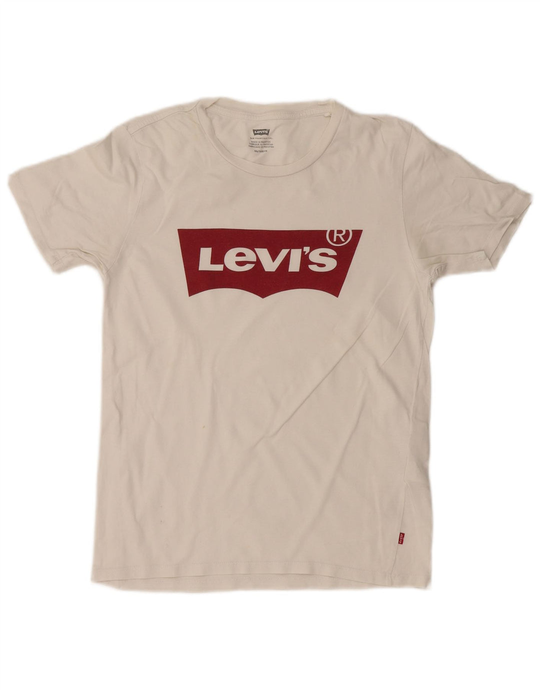 LEVI'S Grafisk T-shirt top til kvinder UK 6 XS Hvid bomuld