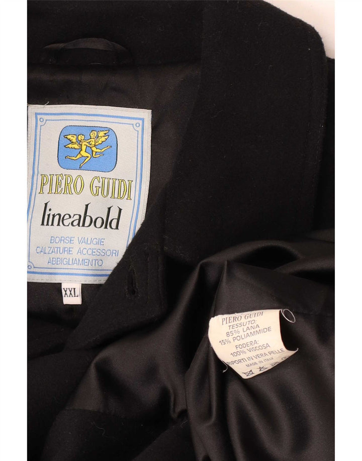 Piero Guidi Herre Overfrakke UK 44 2XL Sort Uld