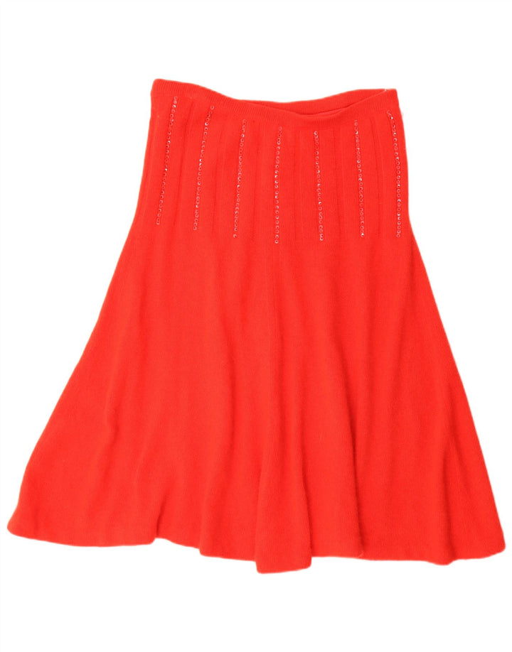 Vintage Dame Strik Flared Skirt IT 44 Medium W30 Red Angora
