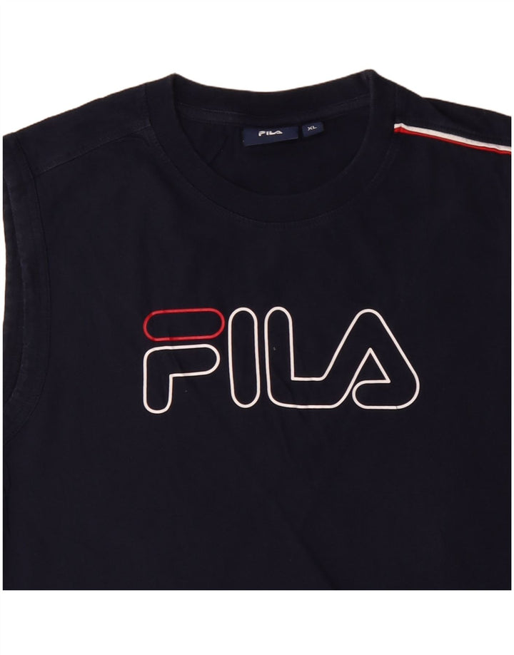 FILA Kvinder Grafisk Vest Top UK 18 XL Marineblå Bomuld