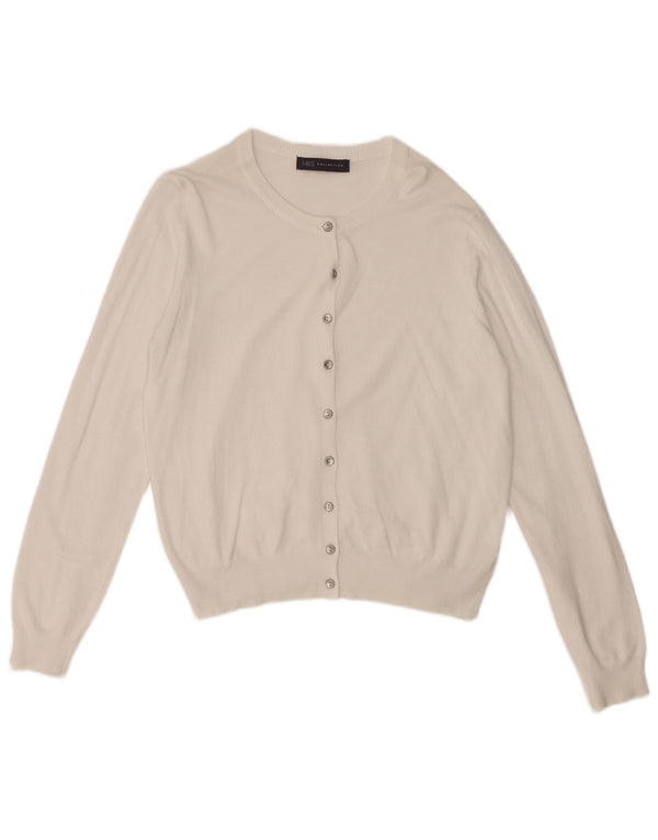 Marks & Spencer Womens Crop Cardigan Sweater UK 12 Medium White Viscose