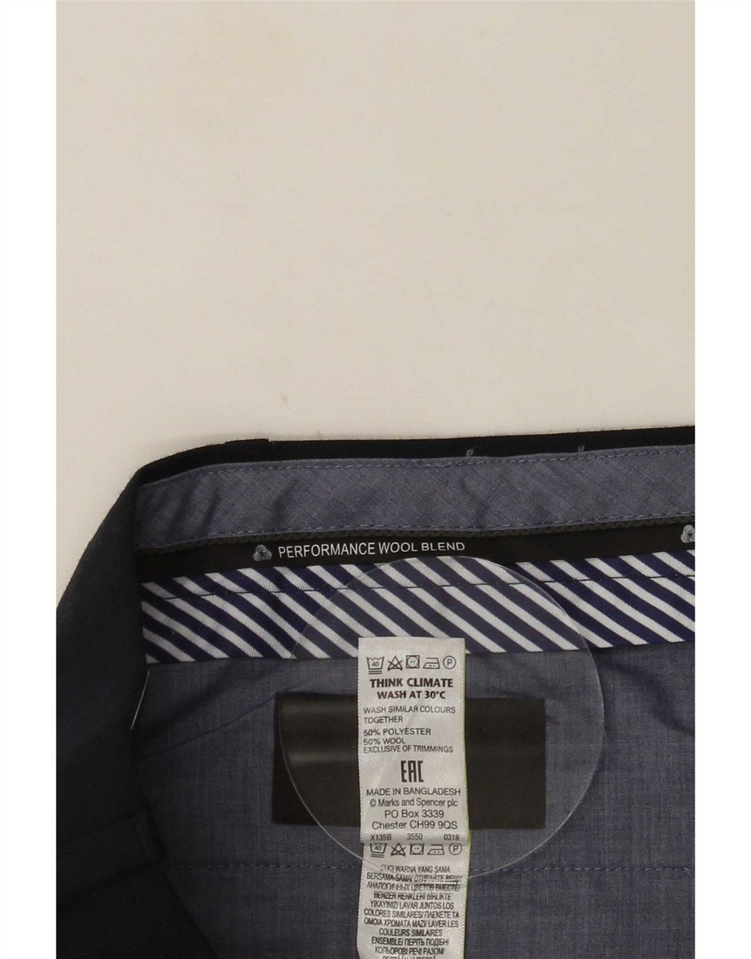 Marks & Spencer Herre Regular Fit Suit Bukser W46 L31 Marineblå polyester