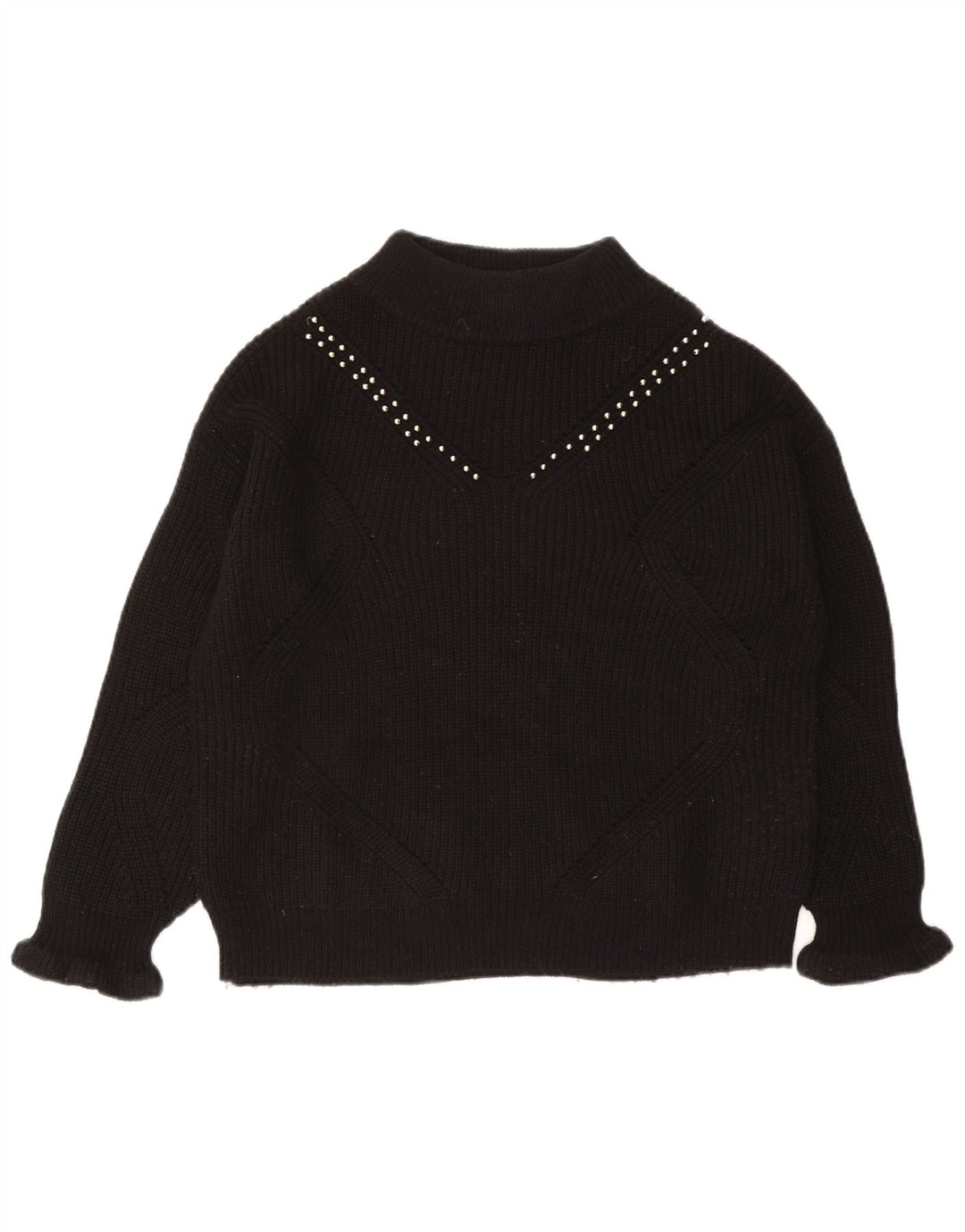 Guess Dame Oversized Turtle Neck Jumper Sweater UK 10 Small Black Acryl