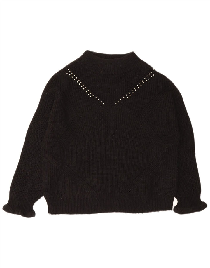 Guess Dame Oversized Turtle Neck Jumper Sweater UK 10 Small Black Acryl