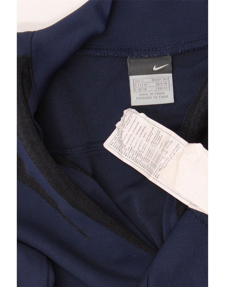 Nike Womens Crop træningsdragt topjakke UK 8/10 Lille marineblå stribet