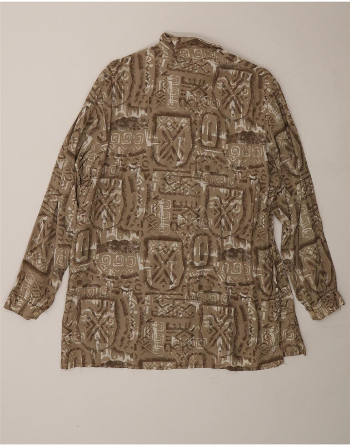 VINTAGE Womens Longline Abstract Pattern Shirt UK 20 2XL Brown Viscose Vintage Vintage and Second-Hand Vintage from Messina Hembry 