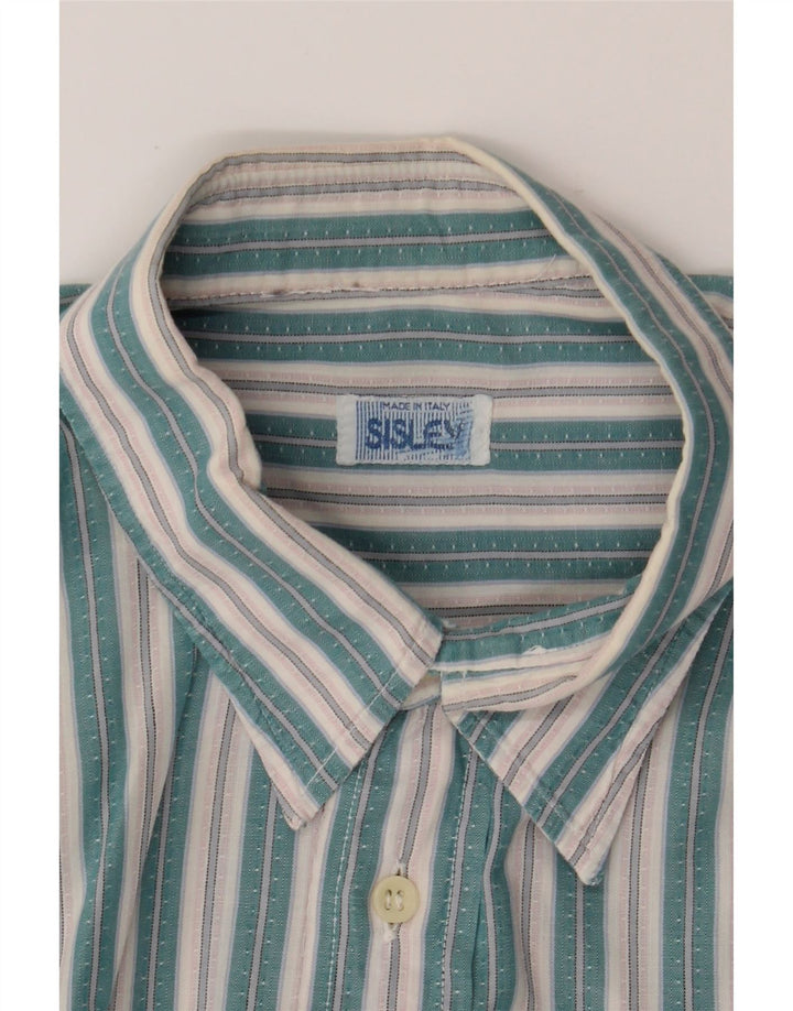 SISLEY Mens Shirt XL Blue Striped Cotton Vintage Sisley and Second-Hand Sisley from Messina Hembry 