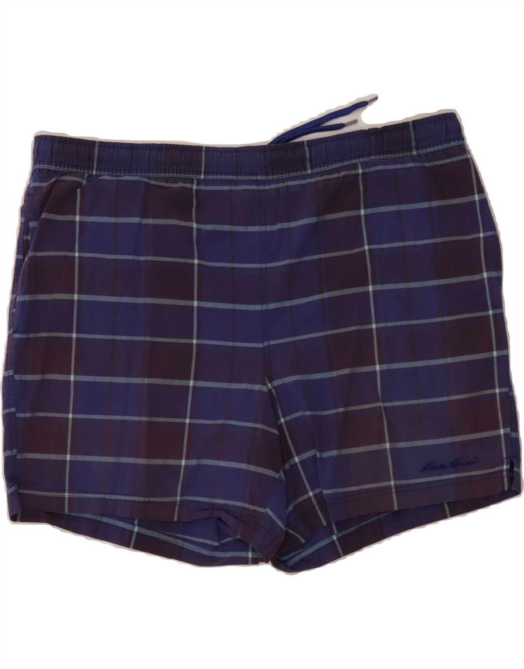 EDDIE BAUER Mens Swimming Shorts Large W40 Purple Plaid Vintage Eddie Bauer and Second-Hand Eddie Bauer from Messina Hembry 
