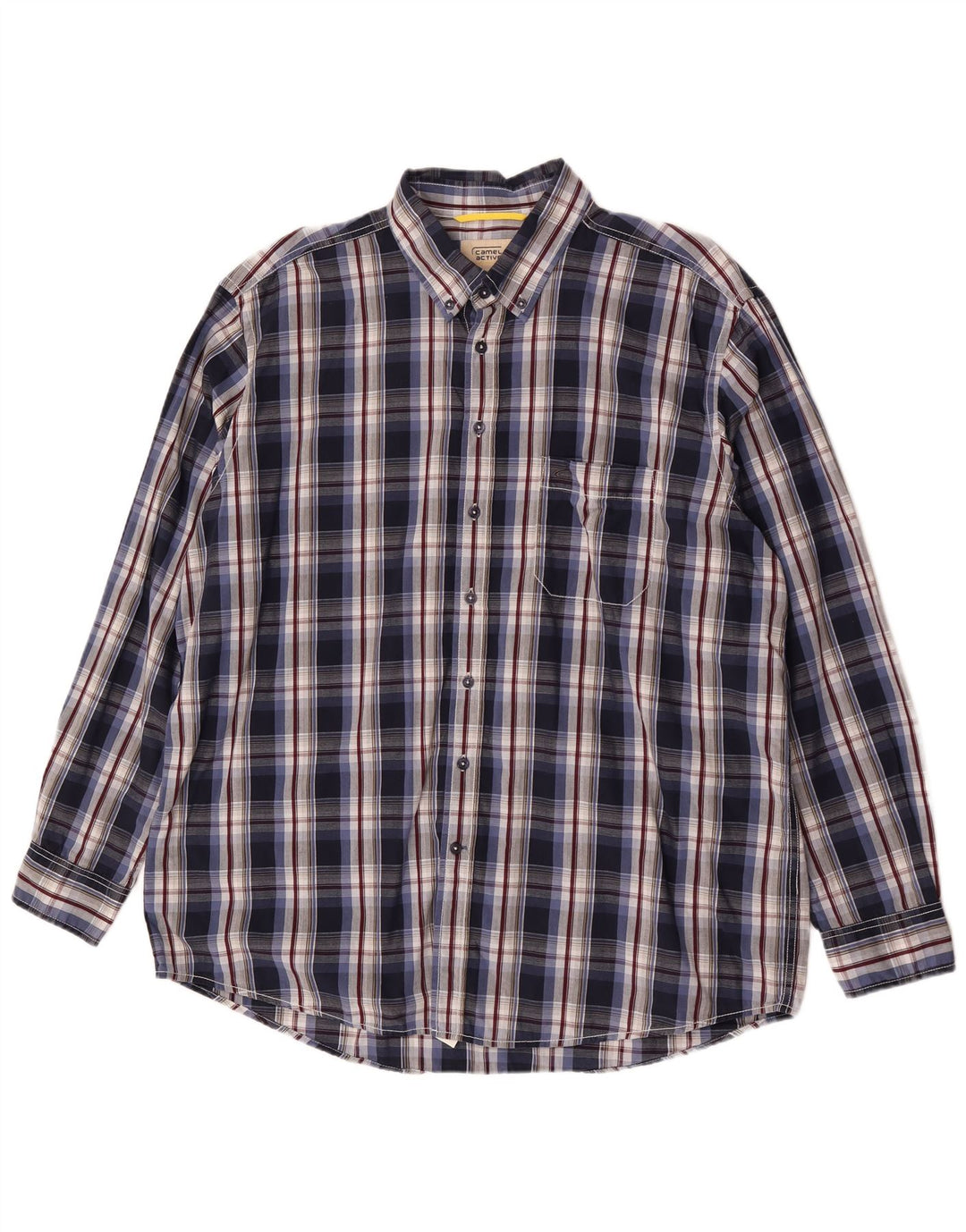 Camel Active Herreskjorte XL Navyblå Plaid Bomuld
