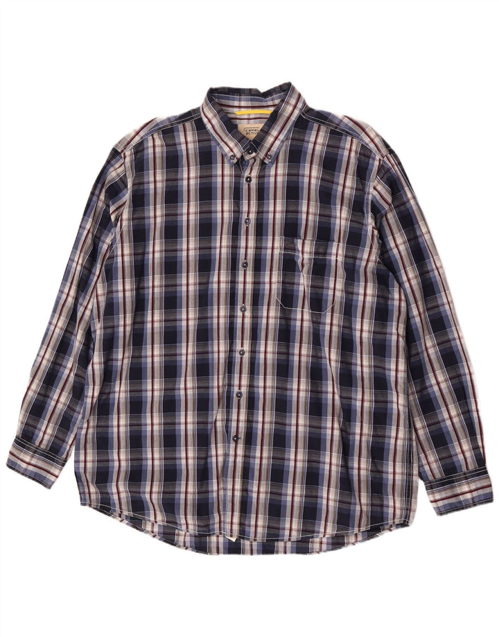 Camel Active Herreskjorte XL Navyblå Plaid Bomuld