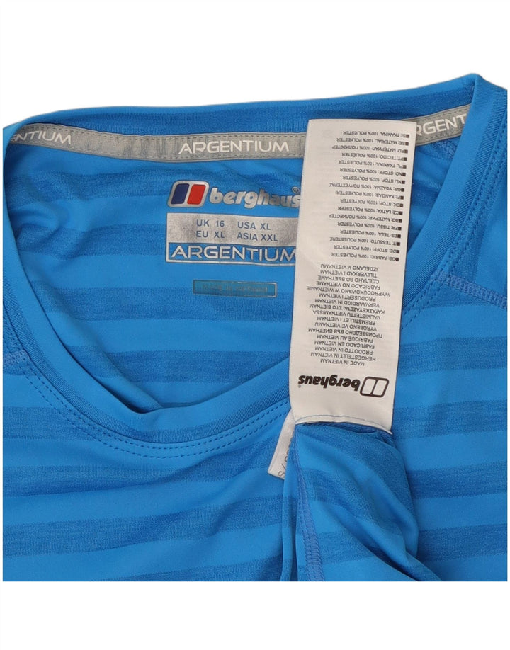BERGHAUS Dame Top Langærmet UK 16 Stor Blå Stribet Polyester