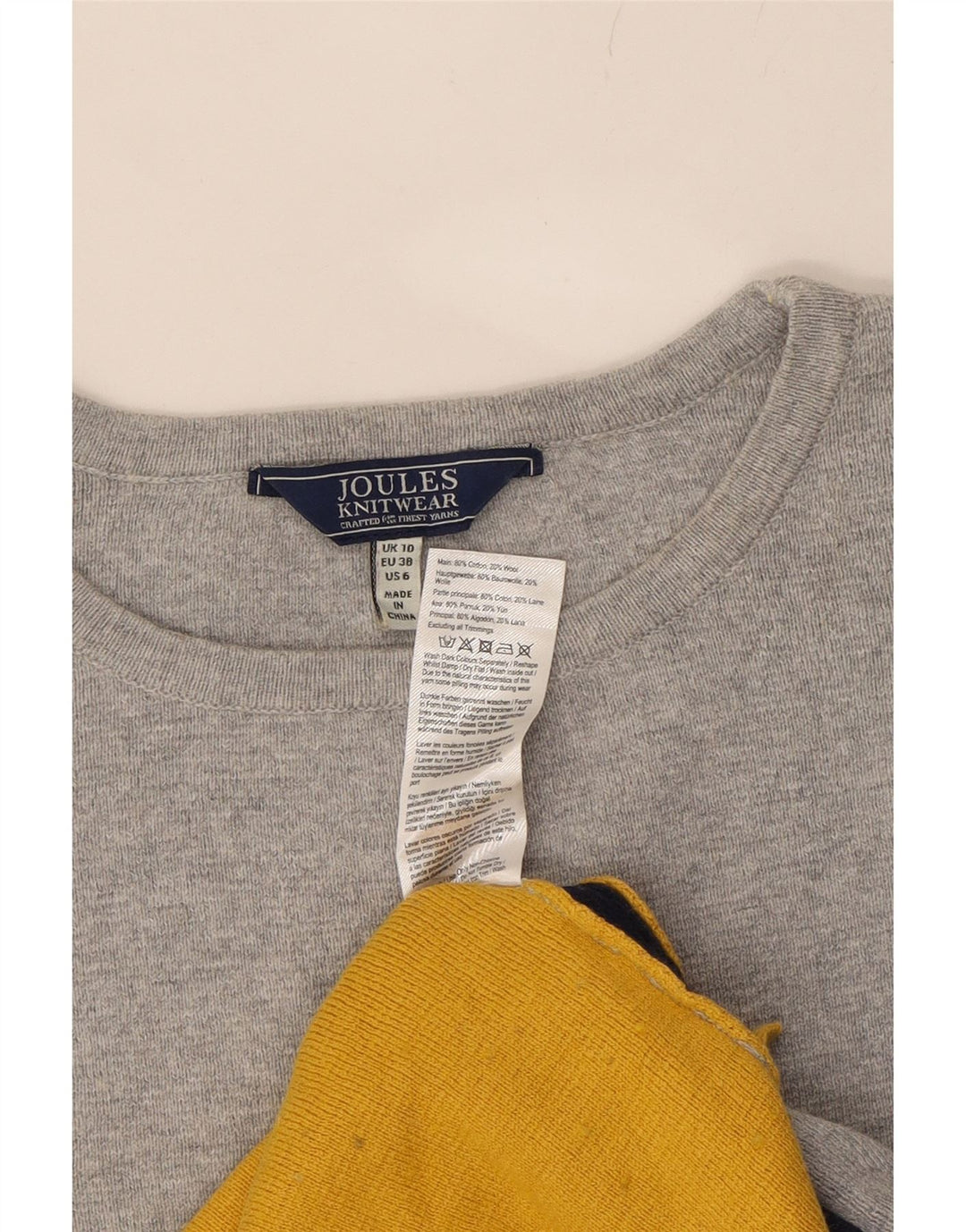 JOULES Womens Crew Neck Jumper Sweater UK 10 Small Grey Colourblock Vintage Joules and Second-Hand Joules from Messina Hembry 