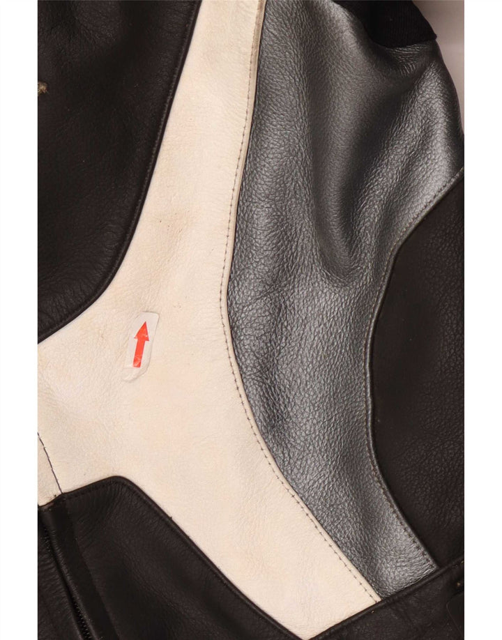 Giudici Herre Graphic Racing Jacket UK 36 Small Black Colourblock Læder