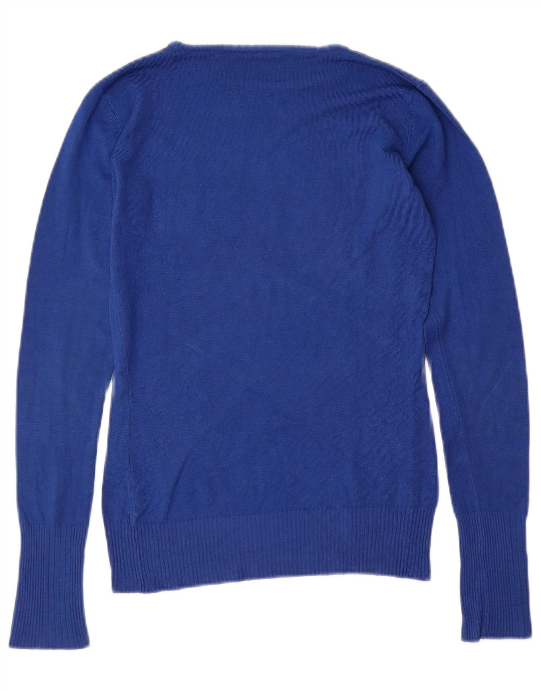 GUESS Dame grafisk bådhals sweater UK 12 Medium Blue Viscose