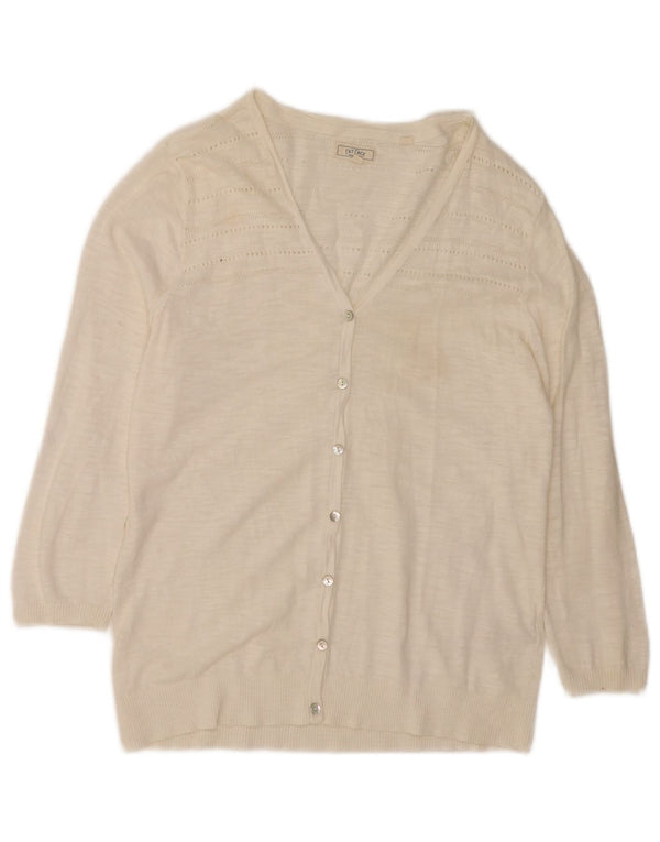 Fat Face Dame 3/4 ærmet cardigan sweater UK 12 Medium White Bomuld