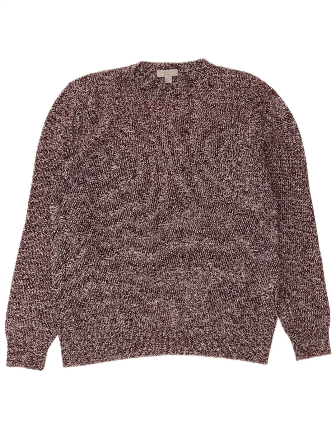 Cos Herre Crew Neck Jumper Sweater Medium Bourgogne Flecked Linen