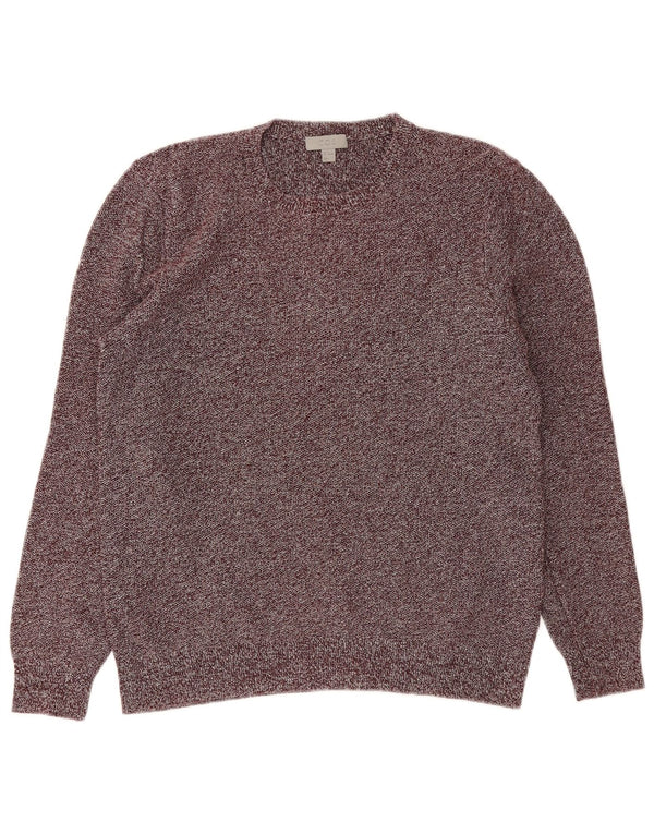 Cos Herre Crew Neck Jumper Sweater Medium Bourgogne Flecked Linen