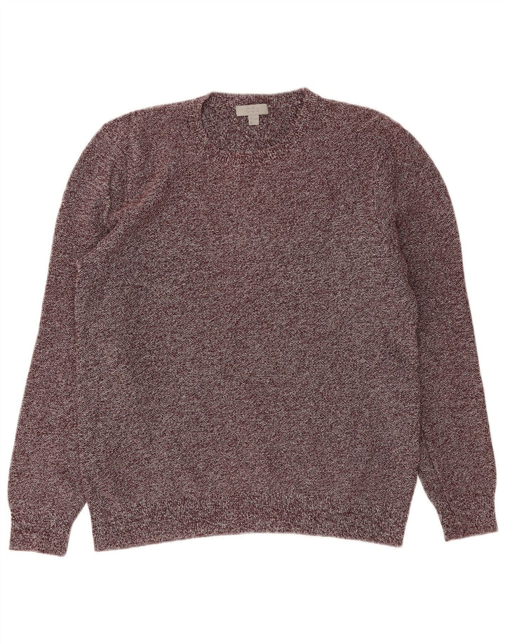 Cos Herre Crew Neck Jumper Sweater Medium Bourgogne Flecked Linen