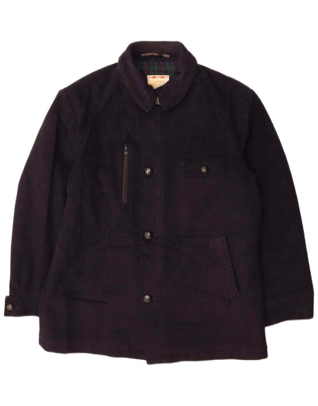 MC Gregor Herre Utility Jacket IT 54 2XL Navy Blue Check Wool Classic