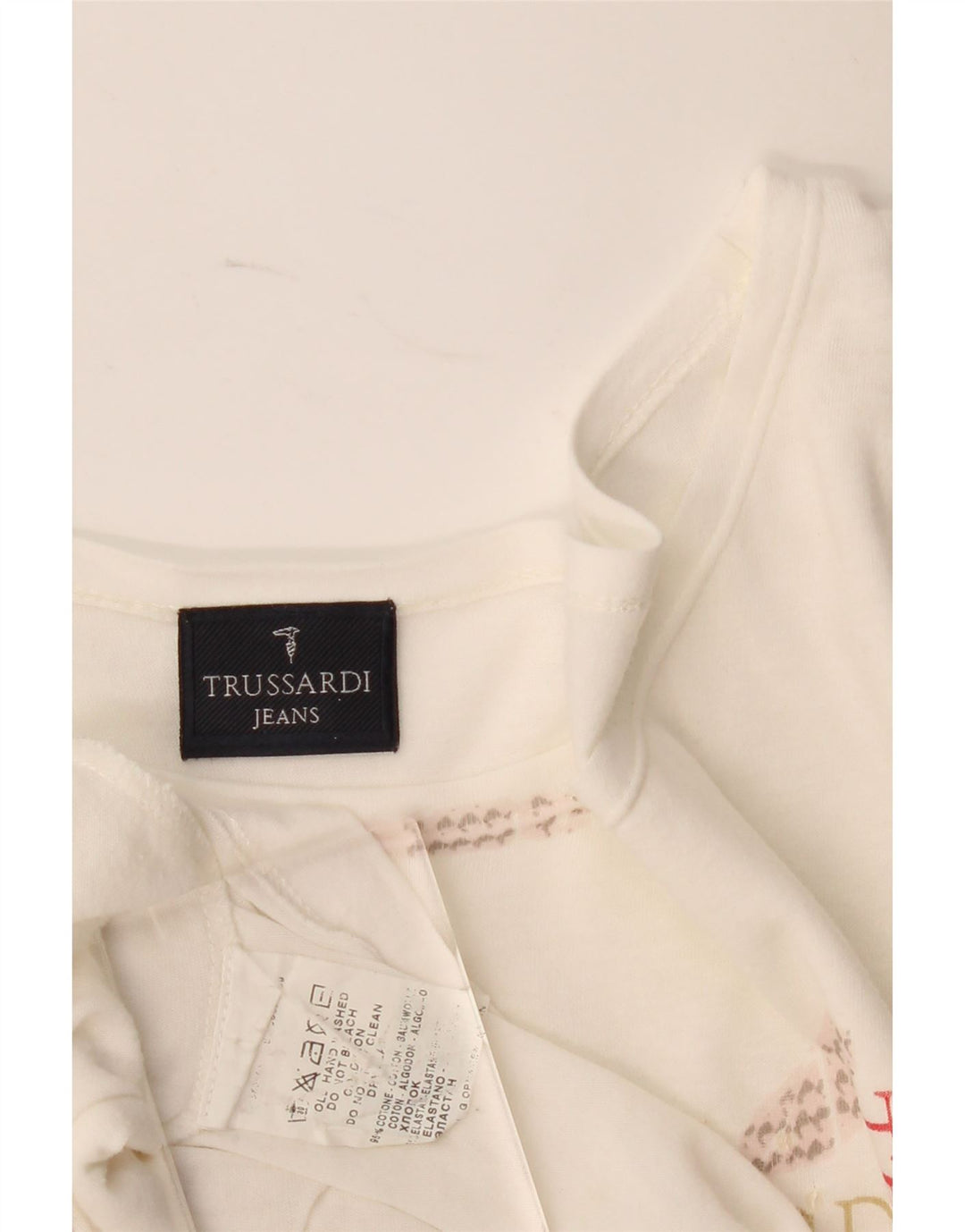 Trussardi Jeans Kvinder Oversized Grafisk Top Langærmet UK 10 Small White