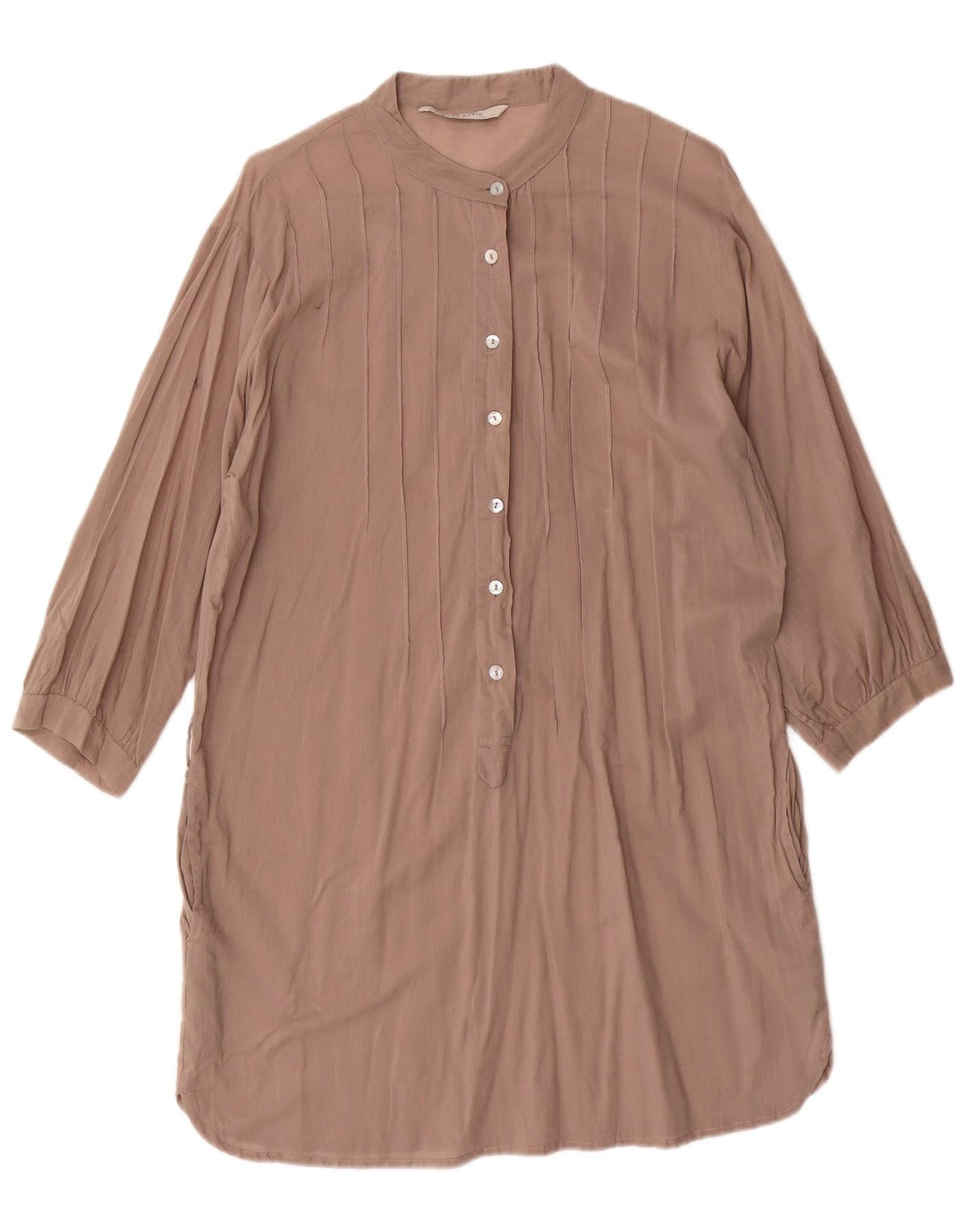 Zara Dame 3/4 ærmer Shift Dress UK 14 Medium Brun Bomuld