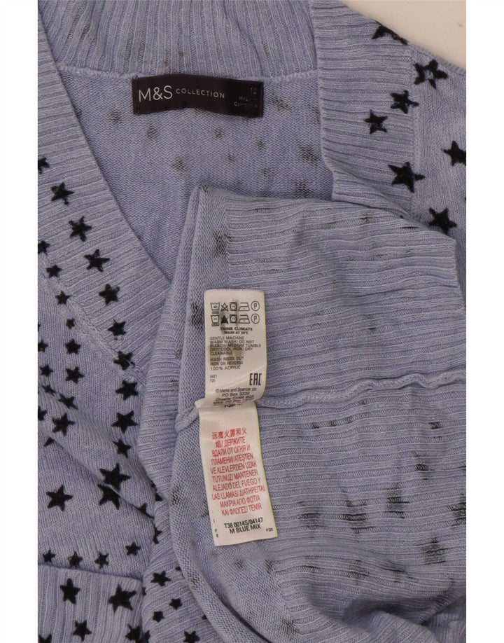 Marks & Spencer Dame V-hals sweater UK 12 Medium Blue