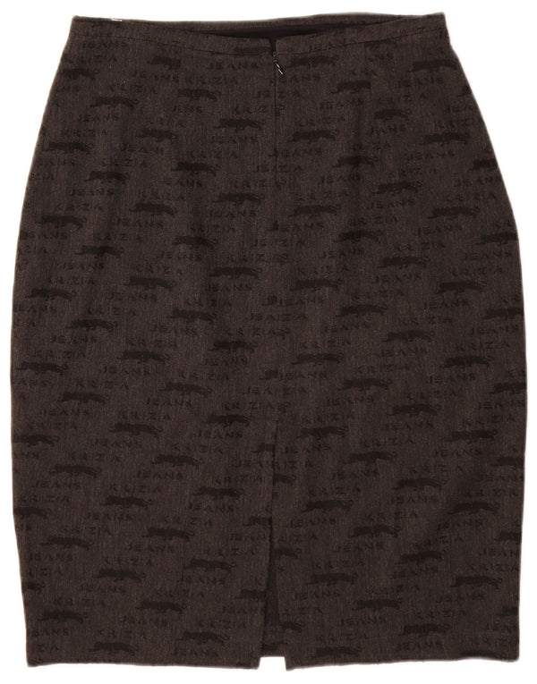 KRIZIA JEANS Grafisk blyantnederdel til kvinder UK 12 Medium W28 Grå