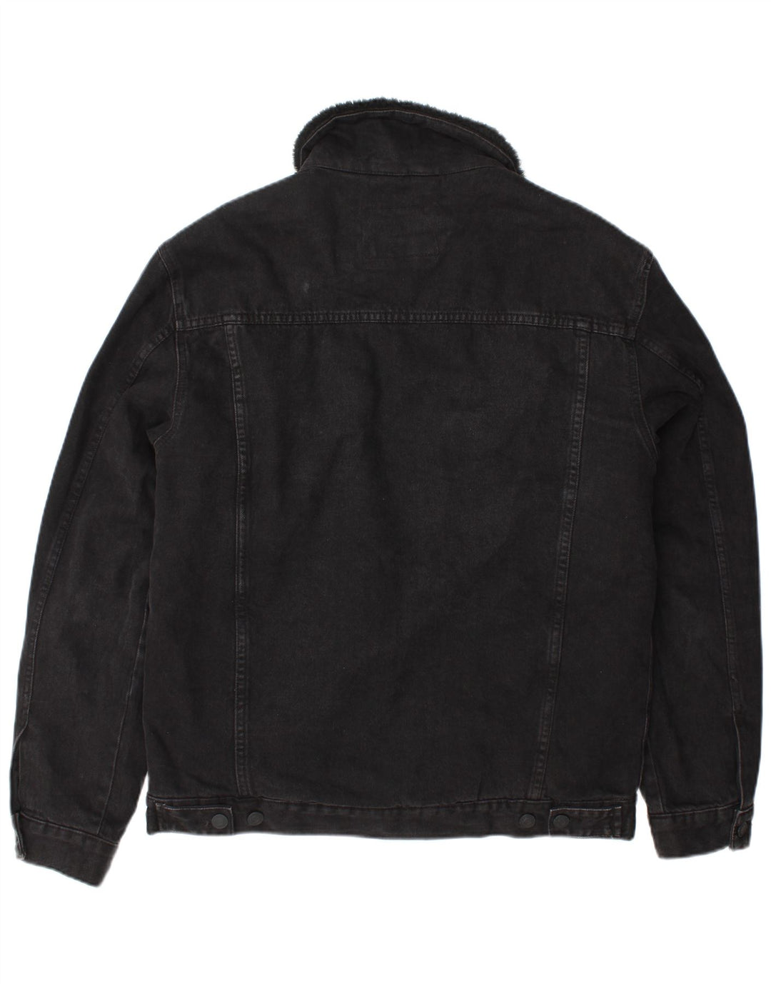Zara Herre Denim Sherpa Jacket UK 40 Large Black Polyester