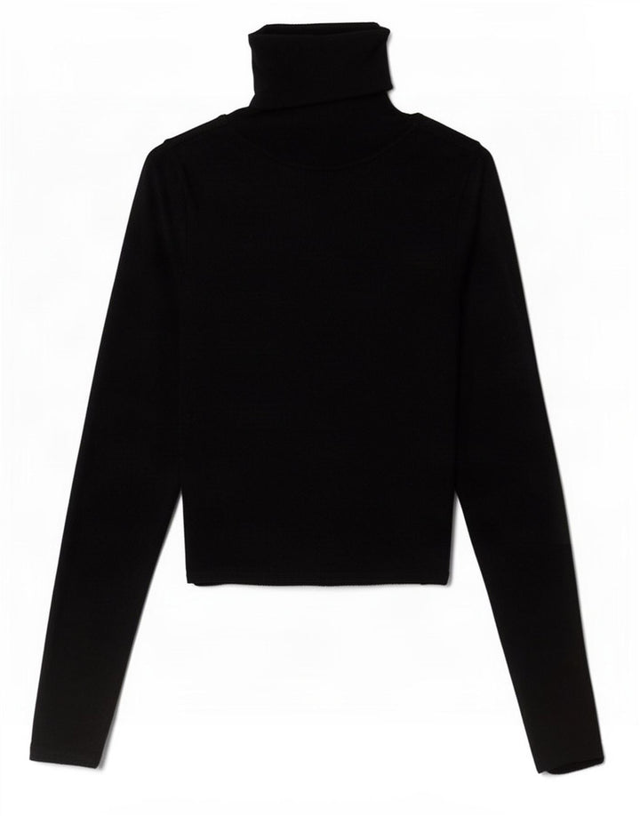 Zara Womens Crop Bluse Top UK 8 Small Black Viscose