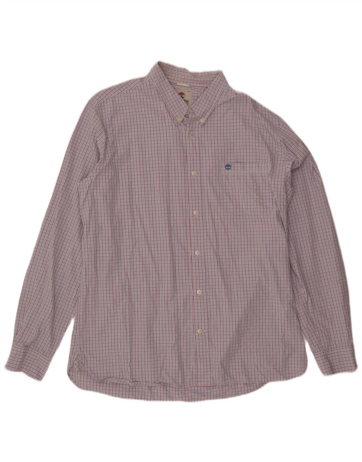 Timberland Herre Slim Fit skjorte XL blå ternet bomuld