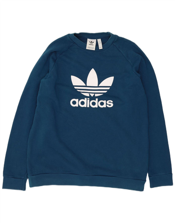 ADIDAS grafisk sweatshirt til mænd, stor blå bomuld