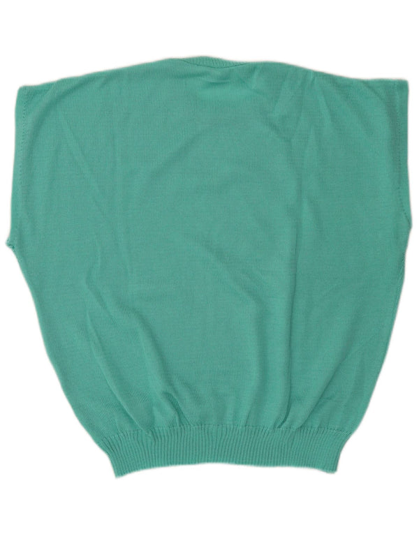 Vintage Dame Kortærmet Jumper Sweater med rund hals IT 48/50 XL Grøn