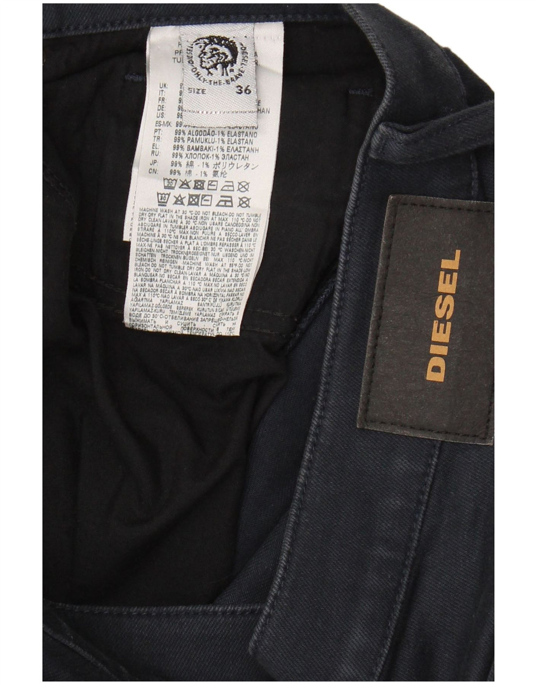 DIESEL Herre Slim Jeans W36 L32 Marineblå Bomuld