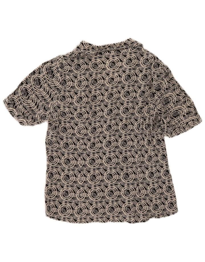 cherie Kortærmet skjortebluse til kvinder IT 44 Medium Sort Geometrisk Silke