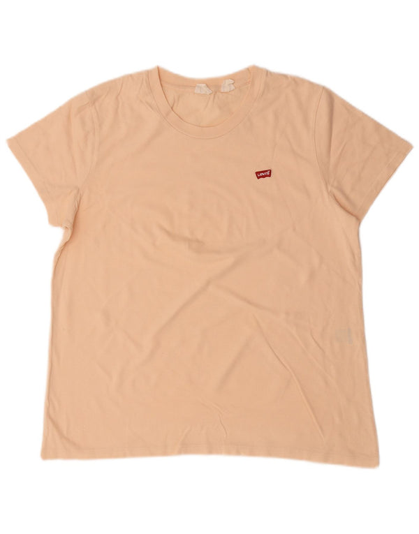 Levi's Dame T-Shirt Top UK 16 Stor Beige Bomuld