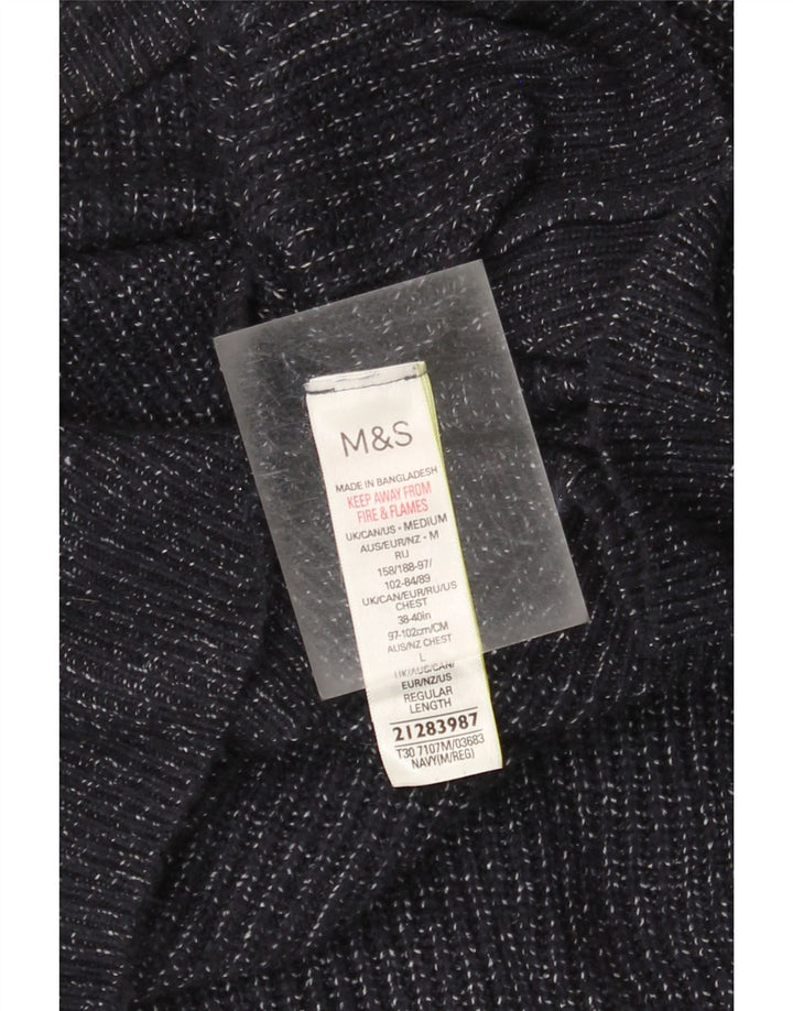 Marks & Spencer Herre Boat Neck Jumper Sweater Medium Navy Blue Flecked