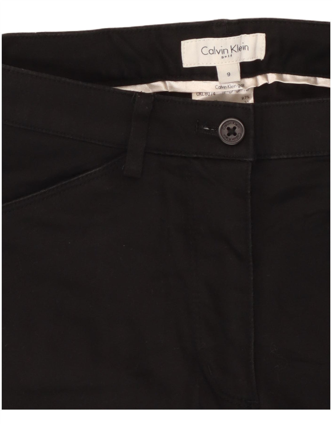 CALVIN KLEIN Dame Slim Cargo Bukser US 9 Medium W28 L26 Sort Bomuld