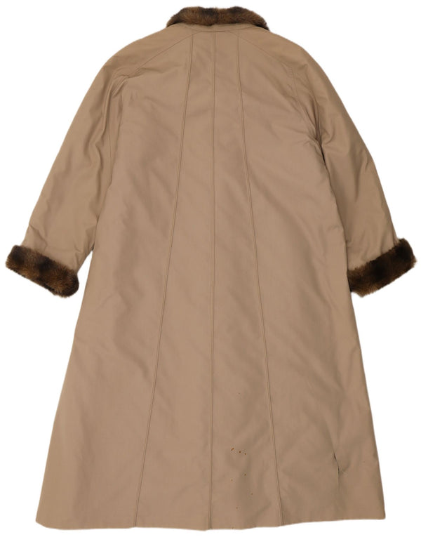 VINTAGE Oversized imiteret pelsoverfrakke til kvinder EU 40 Medium Beige Polyester