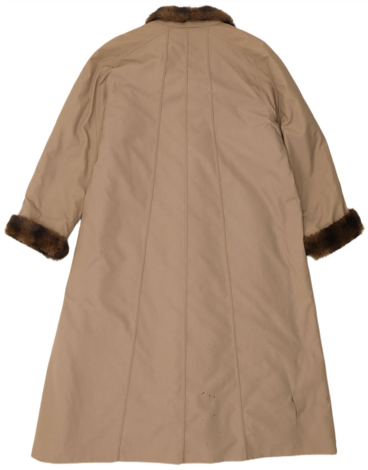 VINTAGE Oversized imiteret pelsoverfrakke til kvinder EU 40 Medium Beige Polyester