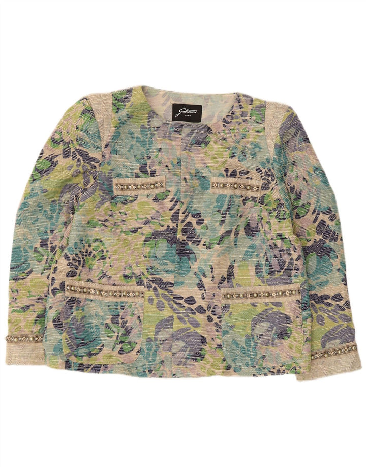 Gattinoni Womens Open Blazer Jacket UK 18 XL Multicolored Floral