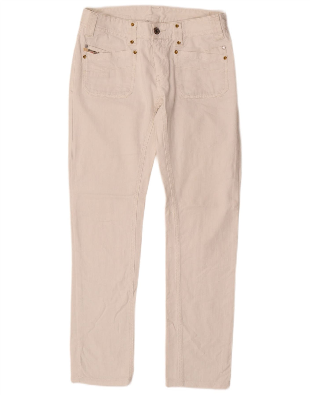 DIESEL Dame Straight Jeans W27 L29 Hvid Bomuld