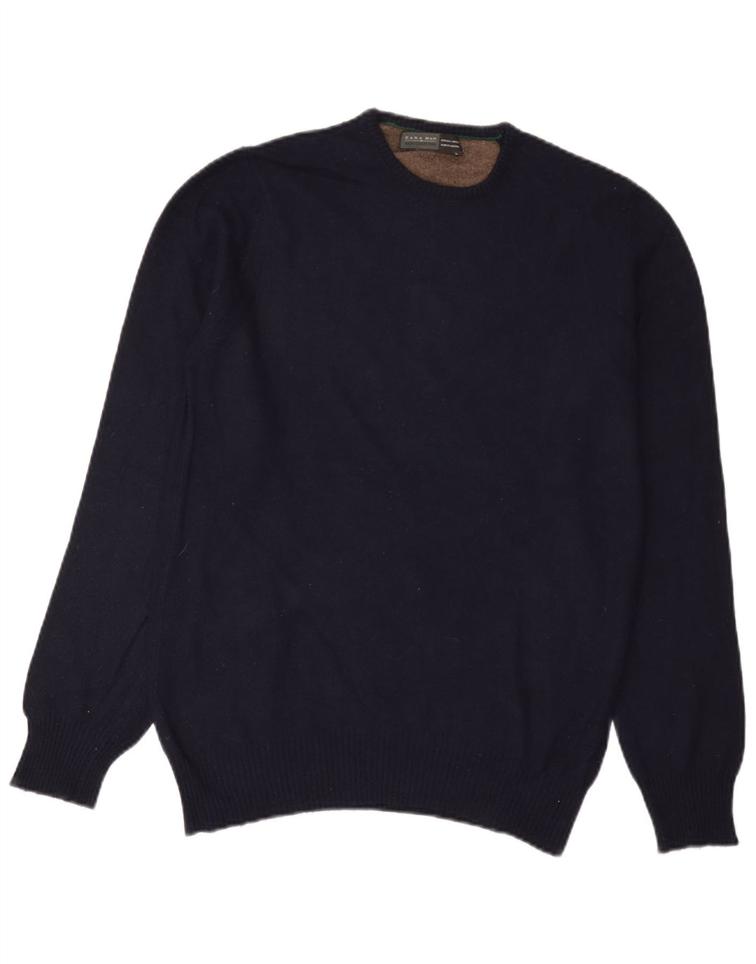 Zara Herre Crew Neck Jumper Sweater Large Navy Blue